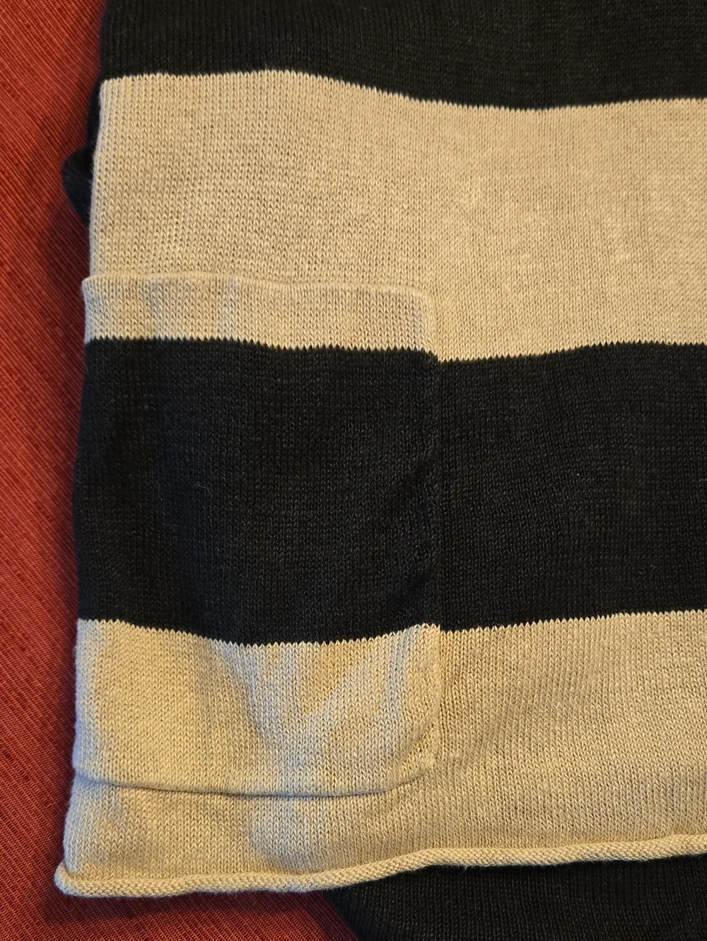 Eileen Fisher Black and Tan Striped Crewneck Linen Sweater, Size L